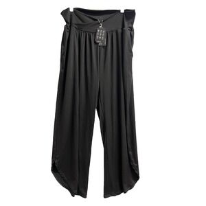 TARSE Wide Leg Pants Loose Yoga Comfy Lounge Black 2xL